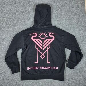 Inter Miami CF Mens Black Pink Heron Logo Pullover Hoodie Size M MLS Soccer